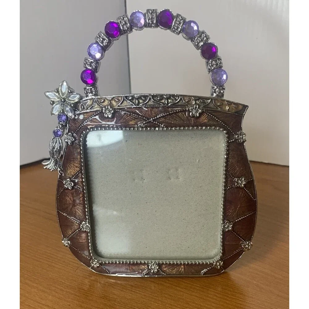 Pretty Purse Metal Picture Frame With Bling 5” X 4.5”